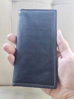 Handmade Long Wallet Dark Brown Genuine Leather Card Holder Travel Purse